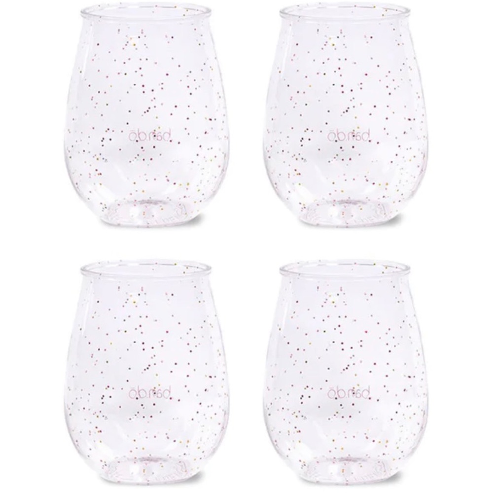 STEMLESS ACRYLIC WINE GLASS SET OF 4 - GLITTER INFUSION